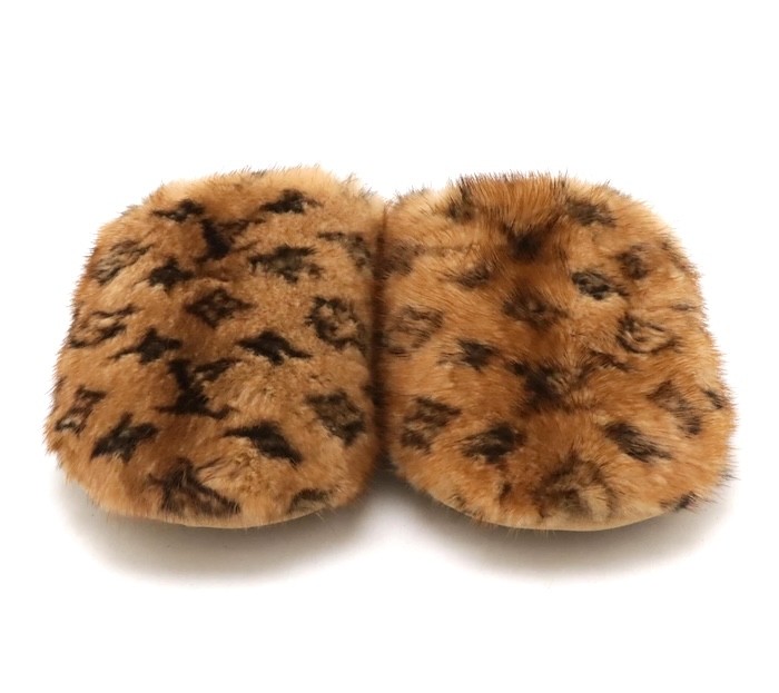 Louis Vuitton ブラウンファーミュール Louis Vuitton Room Shoes Slipper Mink Fur Monogram Brown Woman