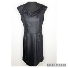 Marc by Marc Jacobs black ruffle collar wool blend sheath dress size 12