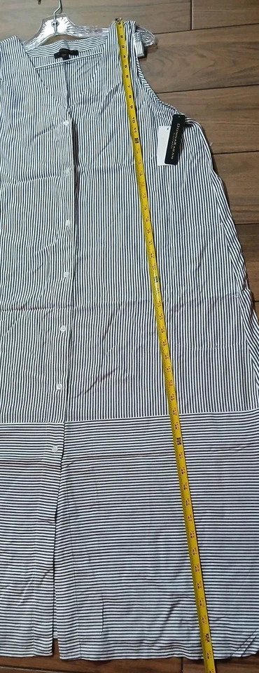 Ropa de dormir Donna Karan para mujer talla XL estampado a rayas cuello en V sin mangas caftán Foto 2 de 4