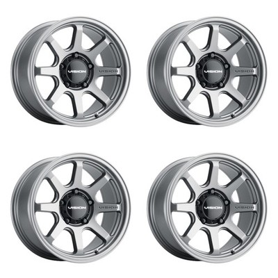 (Set of 4) Vision Off-Road 351 Flow 17x9 5x127 -12 Satin Grey Wheels Rims