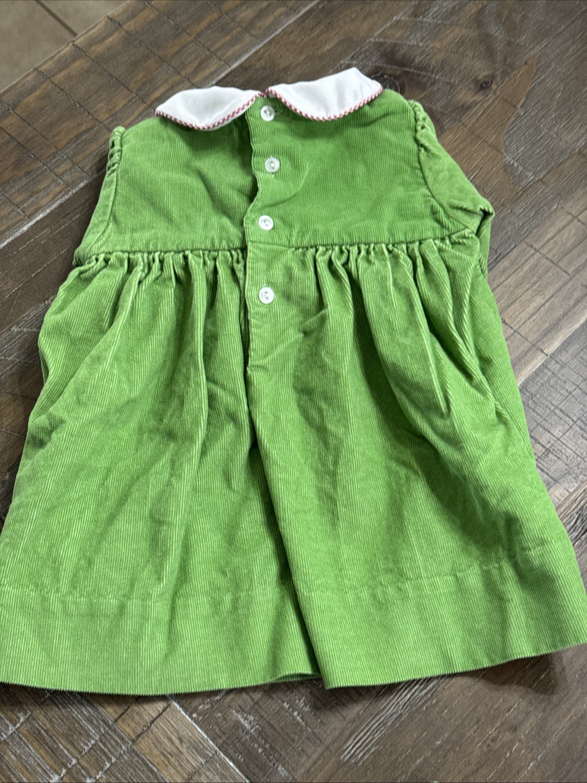 Vtg Petit Ami 3 Months Santa Christmas Holiday Smocking Green Baby Girl Dress