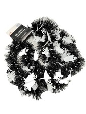Halloween Tinsel Black White Ghost 8 Ft Garland