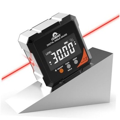 Digital Angle Finder with Laser, 4-Side Magnetic Digital Angle Gauge, Black