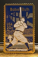 VTG 1993 Babe Ruth Stamp Lapel Pin NY Yankees...