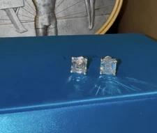 10.10 CTW Diamond Stud Earrings Asscher Cut 14K - IGI Lab VS1- Guardian Back 