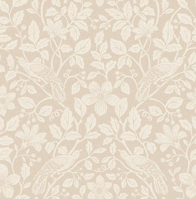 M1817_Ashdown Stilisierte Blumen Vögel Beige Off-White Edle Dekor Tapete