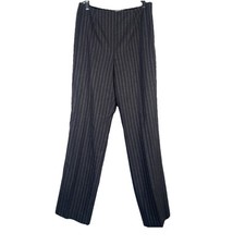 Vtg Carlisle Womens Wool High Waist Gray Brown Pinstripe Trouser Pants Size 6
