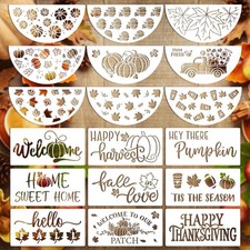 18 PCS Thanksgiving Stencils for Painting on Wood Fall Stecil Large,