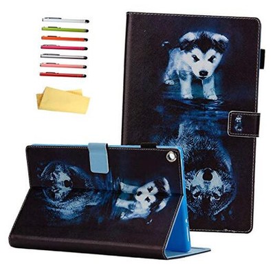 8 Inch Amazon Kindle Fire HD 8 Tablet 8th/7th/6th Generation Case 05 Wolf & Dog