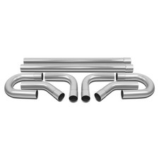 8Pcs 3.0"OD Mild Steel DIY Custom Exhaust Pipe Tubing Straight & U-Bend Kit