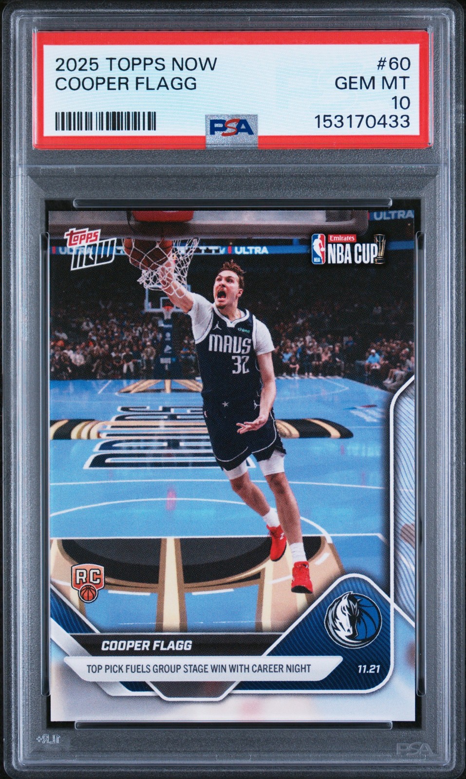 2025 TOPPS NOW #60 COOPER FLAGG PSA 10