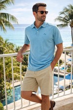 Tommy Bahama Polo Shirt Mens Medium Blue Performance Pima Cotton Logo