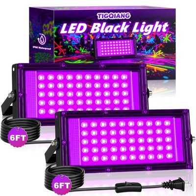 50W LED Black Light IP66 Waterproof,Outdoor Blacklight Flood Light with Plug+...