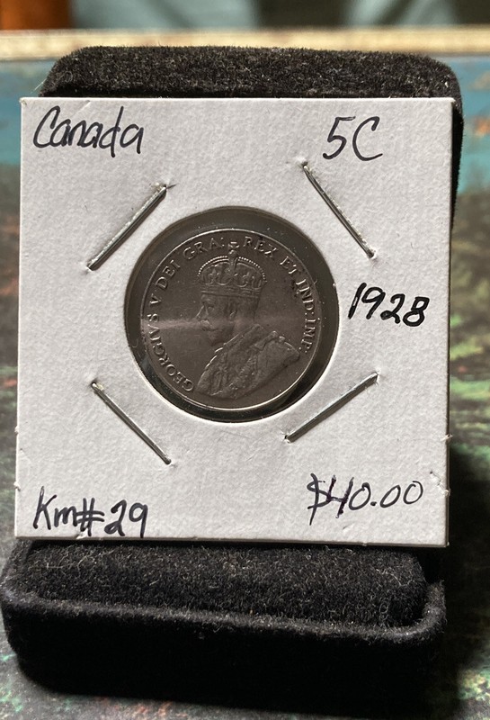 Beautiful 1928 CANADA Uncirculated Copper Nickel 5 C Km#29 Look Bid Buy It Now!!