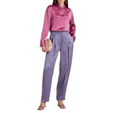 Vince Pleated Satin Straight Leg Pants - US 6