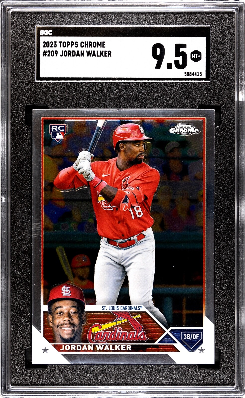 2023 TOPPS CHROME JORDAN WALKER RC #209 ST LOUIS CARDINALS SGC 9.5