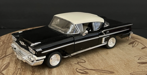 SAICO - 1958 Chevy Impala Black & White Hard Top 1/24 Die-Cast Metal Car