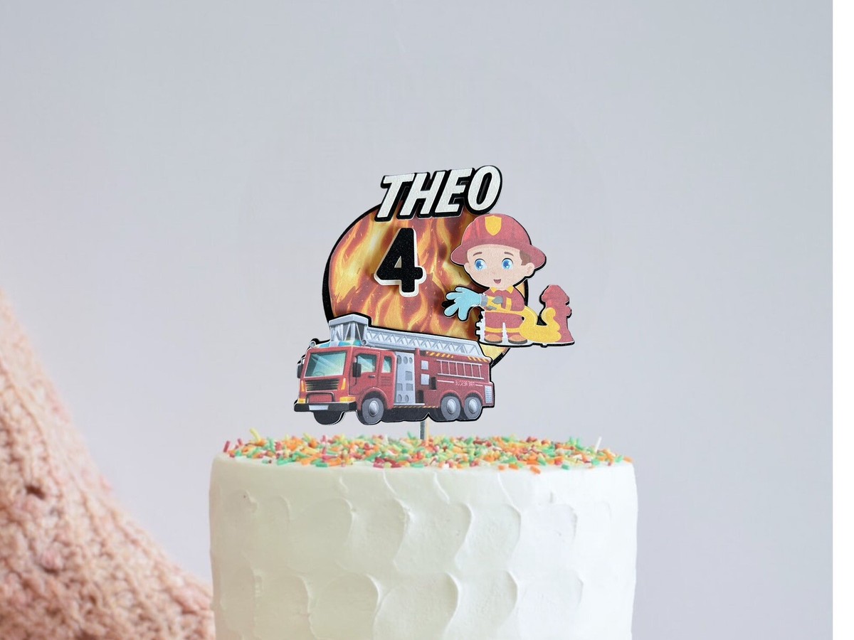 Fire engine cake topper, fireman cake topper, fire officer