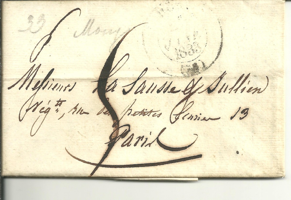 FRANCE 1833 MOEYTO PARIS LETTER 132(Z930) | eBay