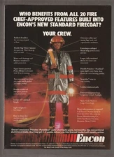 Vintage 1985 ENCON FIRECOAT Magazine AD ~ FIRE FIGHTER ~ Houston, TX.