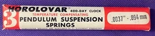 Horolovar 400 Day Clock Package of 3 Suspension Springs .037”-.094mm