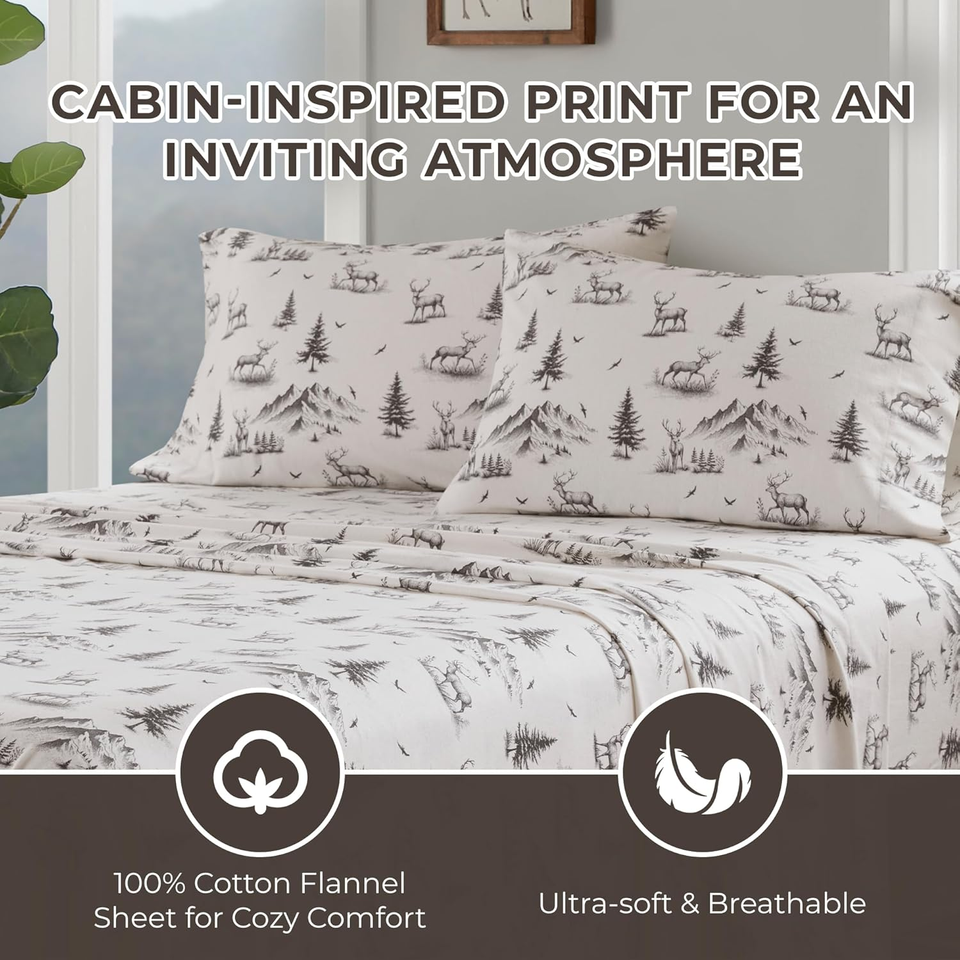 Cotton Sheet Set Cottage Charms Print, 100 Cotton Flannel Sheets Warm