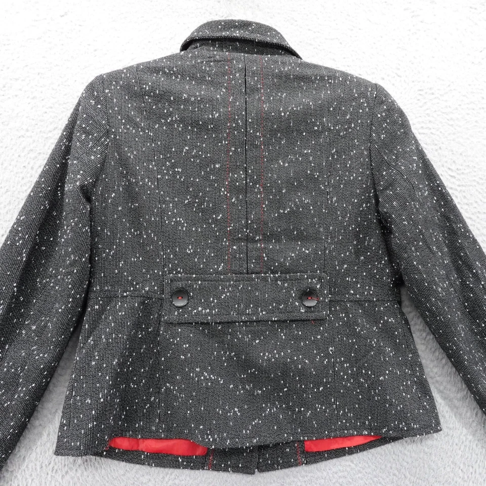 Blazer de tweed de lana colección Mary McFadden talla 14 negro blanco para mujer vintage Foto 4 de 4