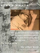 1990 Steve Earle "The Hard Way" Album Release Music Industry Promo Reprint Ad