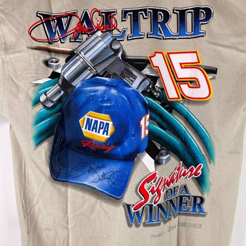 Signed Michael Waltrip #15 NAPA Nascar Racing Size Large Tan T-Shirt - Picture 5 of 8