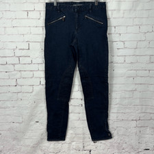 Ralph Lauren Sport Jeans Womens 28 Equestrian Knee Patch Riding Denim Zip Blue