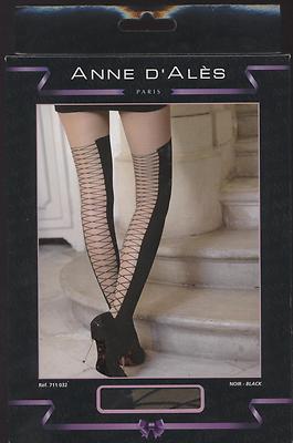 Collant Fantaisie Noir Taille 4 - Effet Résillé Sur L'Arrière - Marque Anne D'Alès - Neuf Avec étiquettes