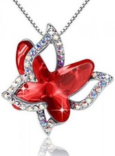Butterfly Crystal Necklace Premium Birthstone Pendant Chain Gift For Women Girls