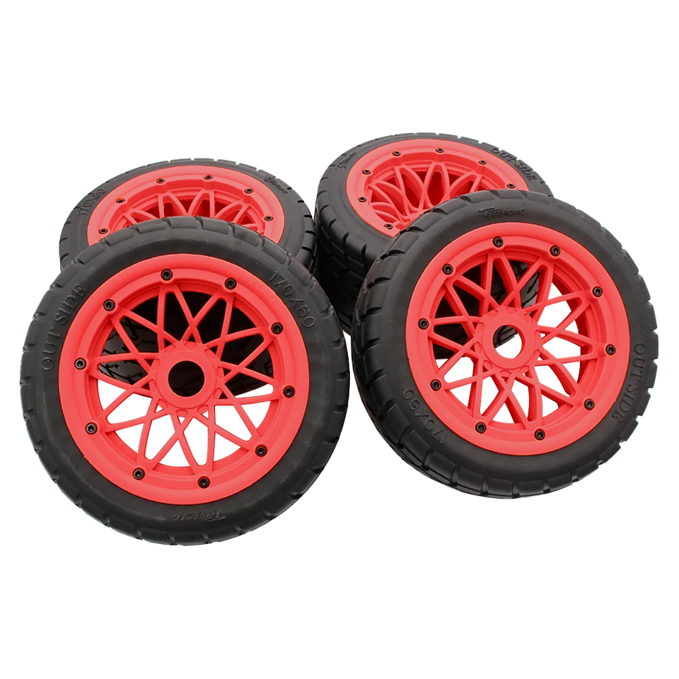 4pcs On Road w/ Red Nylon Rims Wheel Tires For RC 1/5 HPI Rovan Baja 5B SS Buggy - Image 4 of 4