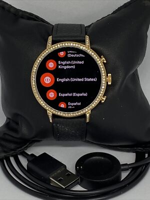 Fossil Venture HR Gen 4 FTW6011 Women's Black Leather Digital Dial Smart Watch | eBay