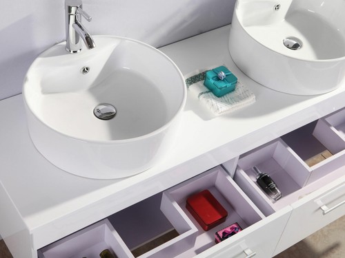 White Cardellino – Bathroom Cabinet Vanity 150 cm with Double Sink - Picture 2 of 5