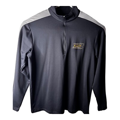 Antiqua Super Bowl 47 Long Sleeve 1/4 Zip Black & Gray Machine Washable.