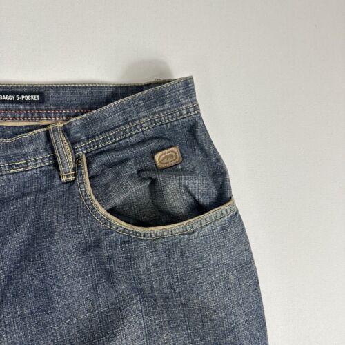 Vintage Ecko Unltd Jeans Herren 42x34 Baggy 5 Pocket Blau Wide Leg Y2K Skater - Bild 7 von 10