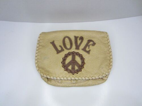 NWT Union Bay Small Messenger Bag "LOVE" with Peace Sign No Strap Tan