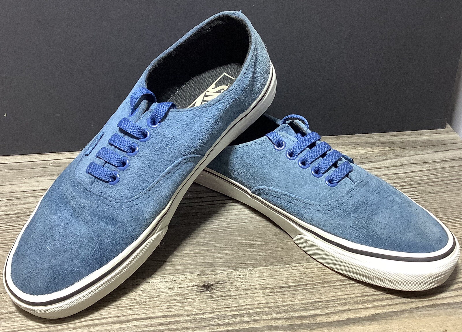 Vans Off The Wall Blue Suede Shoes Mens 7 Womens 8.5 with Scotchgard Protection-image