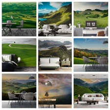 3D Mountains Grass Green Self-adhesive Wallpaper Removable Wallpaper Wall Mural