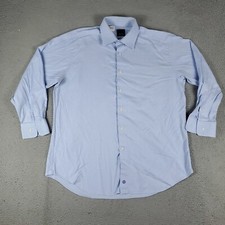 David Donahue Shirt Mens Size 17 Blue Dress Button Up Long Sleeve *