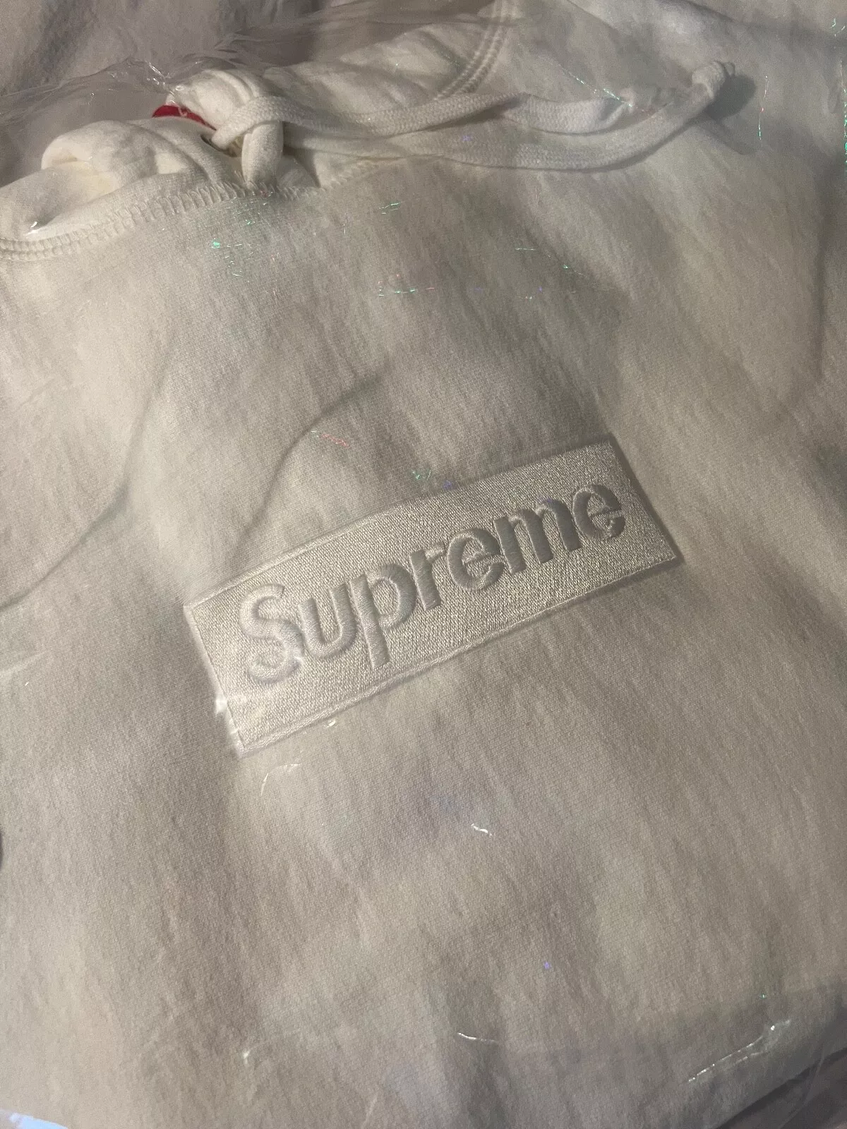 Sweat à capuche logo Supreme Box FW23 blanc taille GRAND L   NEUF ET SCELLÉ