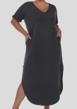 White Mark Women's Gray V-Neck Maxi Dress Plus Size 3XL