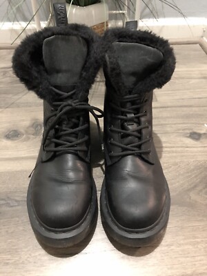 EUC Dr Martens 1460 Kolbert Boot Wintergrip Faux Fur Lined BlK US M/9 US  L