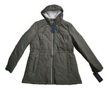 Tommy Hilfiger Women's Hooded Puffer Jacket/Coat Insulated Olive Large TW2MP294.