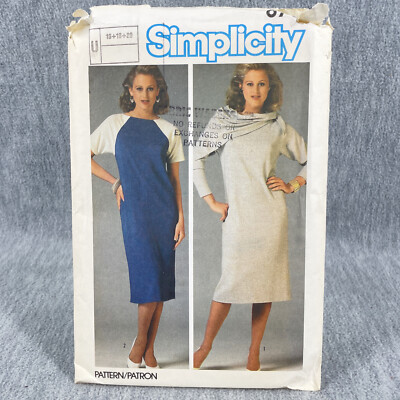 Simplicity 6704 Plus Size Slim Dress w Raglan Sleeves Misses Sz 16 20 Pattern