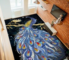 3D Blue Peacock FZ1386 Floor WallPaper Murals Epoxy Floor Print Decal UK Amy