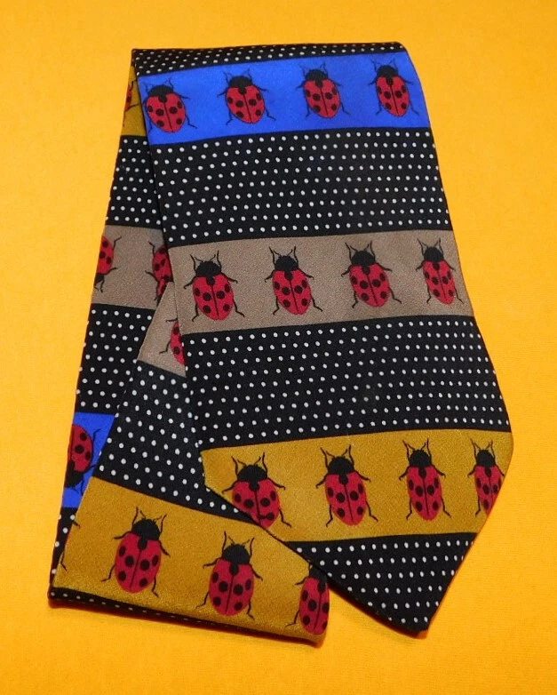 CORBATA CON MOTIVO BICHOS AZUL/ROJO/NEGRO VICKY DAVIS " LUCKY LADY BUG" - CORBATAS DE DISEÑADOR. Foto 2 de 3