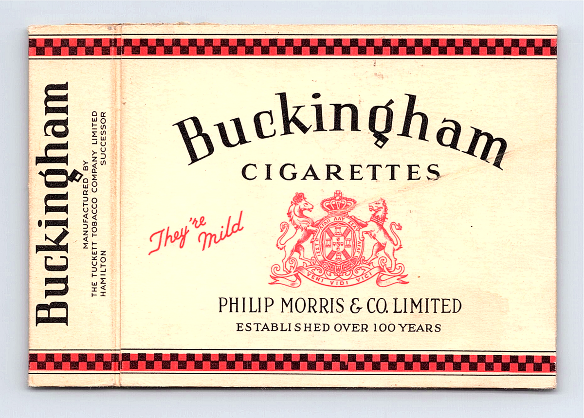buckingham cigarettes sign 1930s Buckingham Canadian Cigarettes Sleeve For Pack NO BOX Phillip Morris  & Co