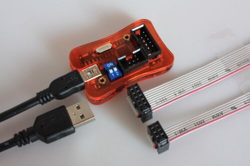 USB ISP-Programmer mit 6 + 10 Pol Adapter für ATMEL AVR, STK500, ATmega, ATtiny, - Picture 1 of 1